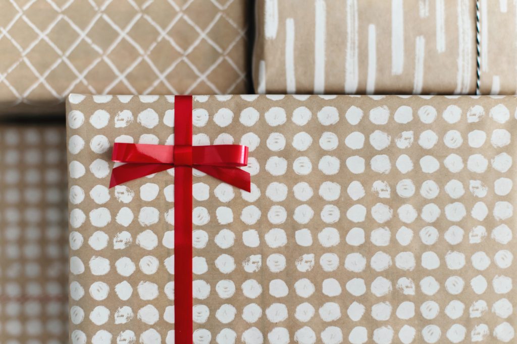 Wrapped presents with a bow