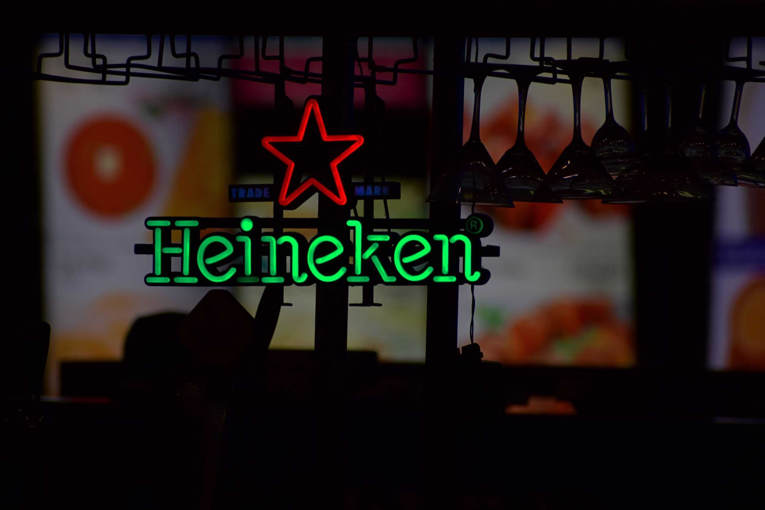 Neon logo of Heineken
