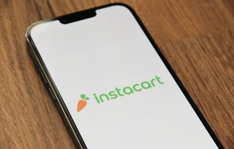 Instacart app logo open on a mobile phone