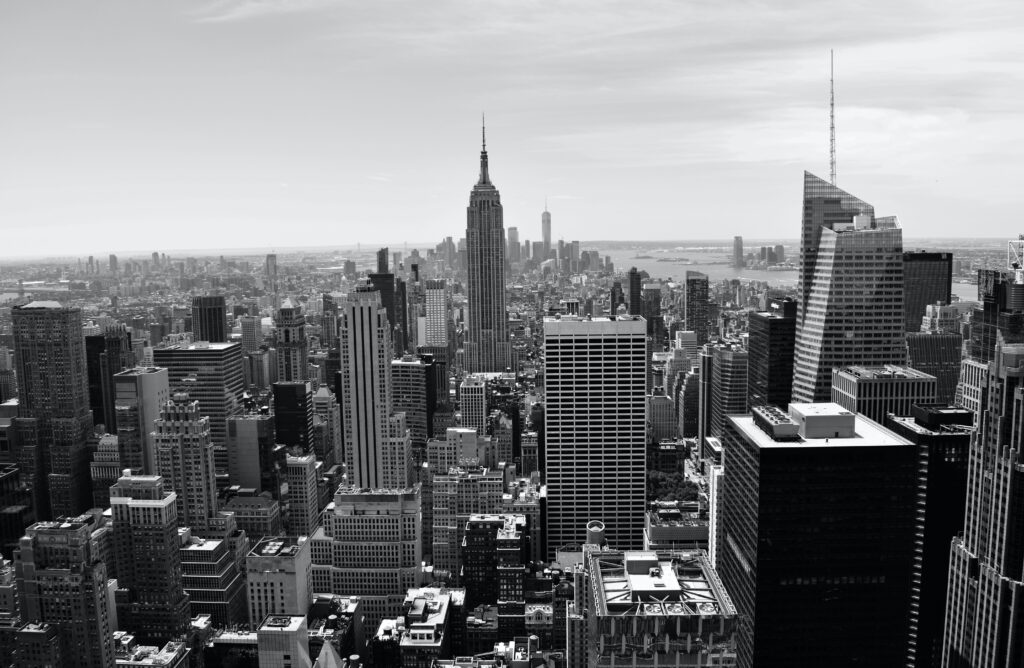 Black and white image of New York City