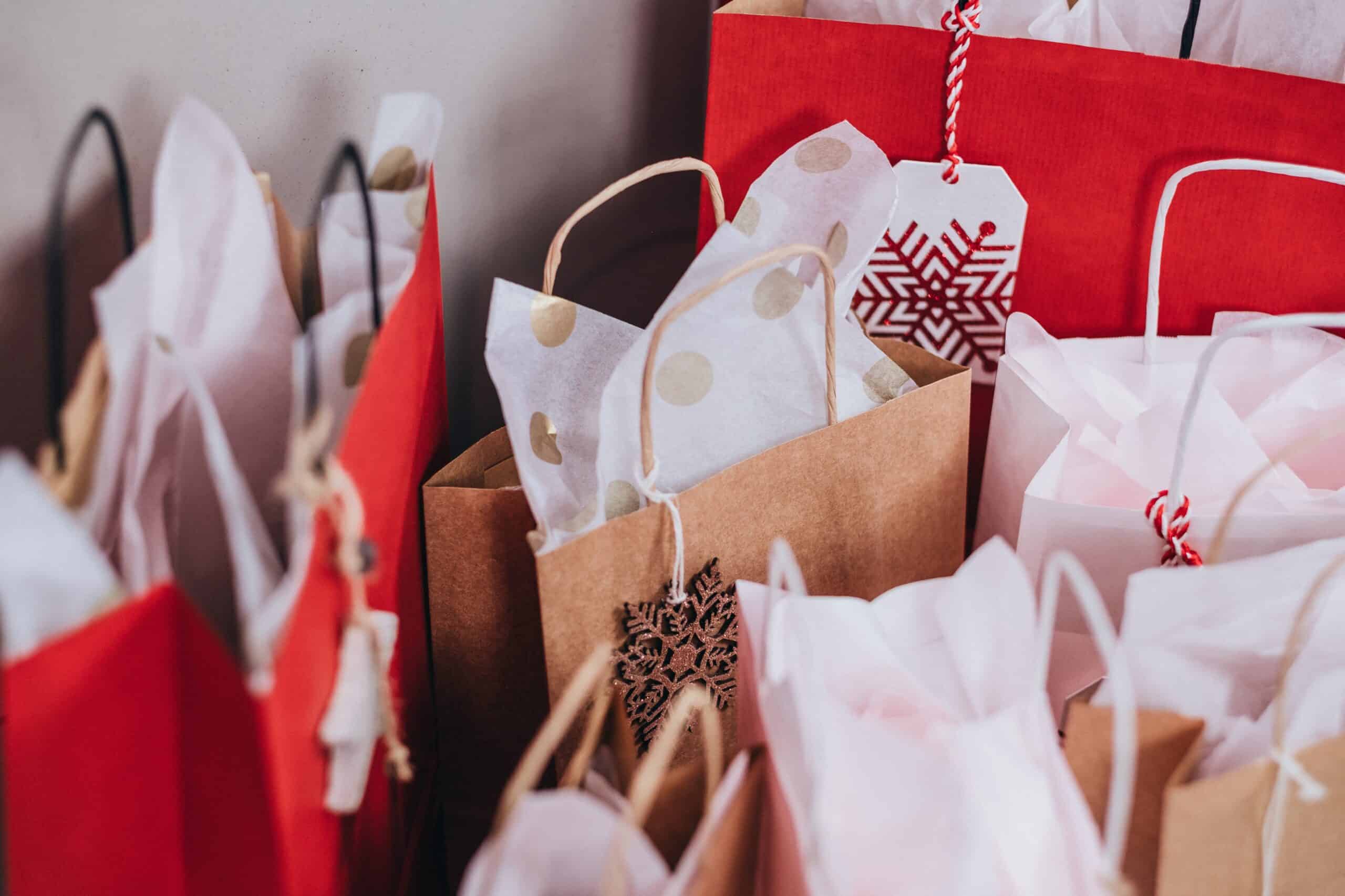Collection of holiday gift bags