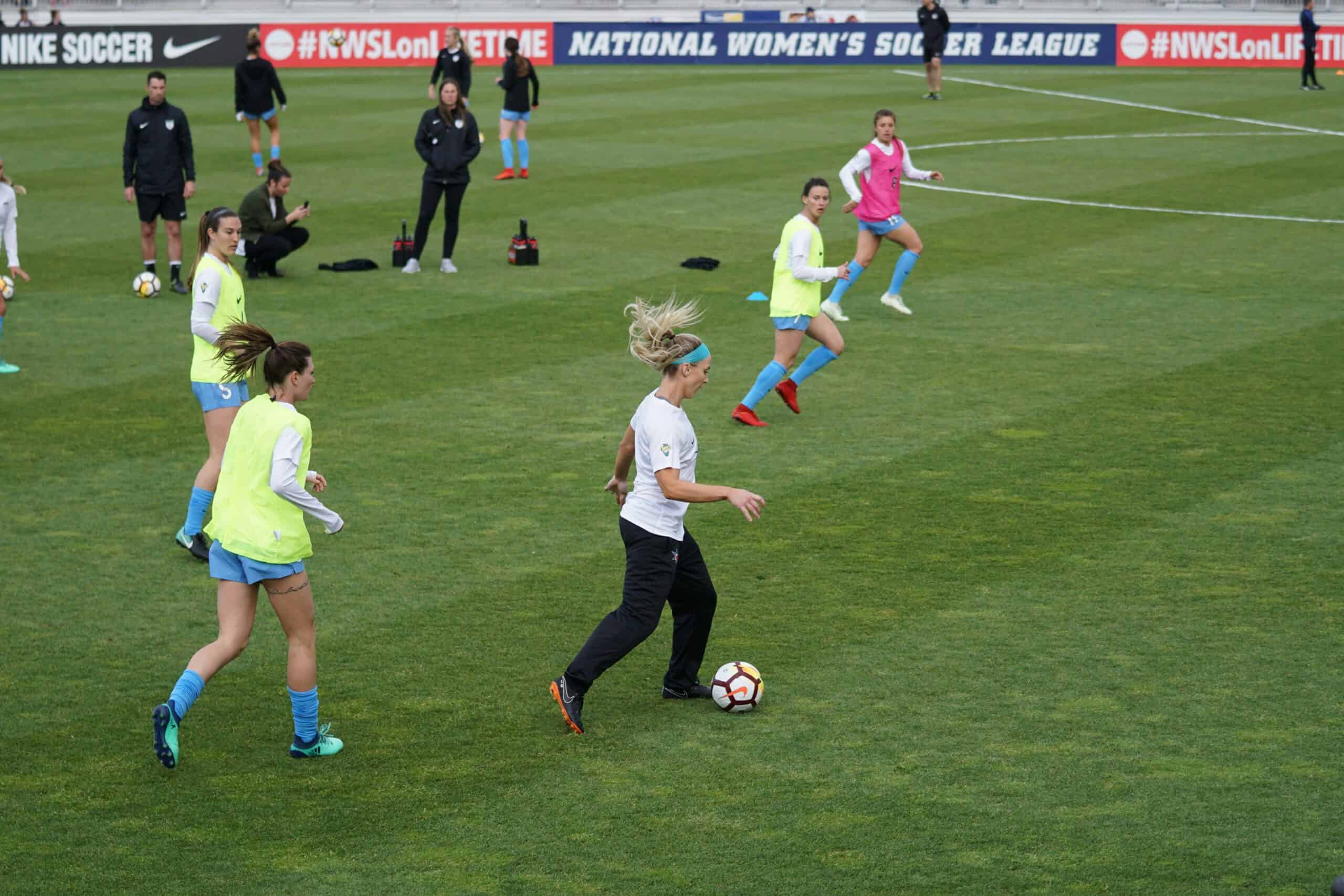 NWSL players practicing