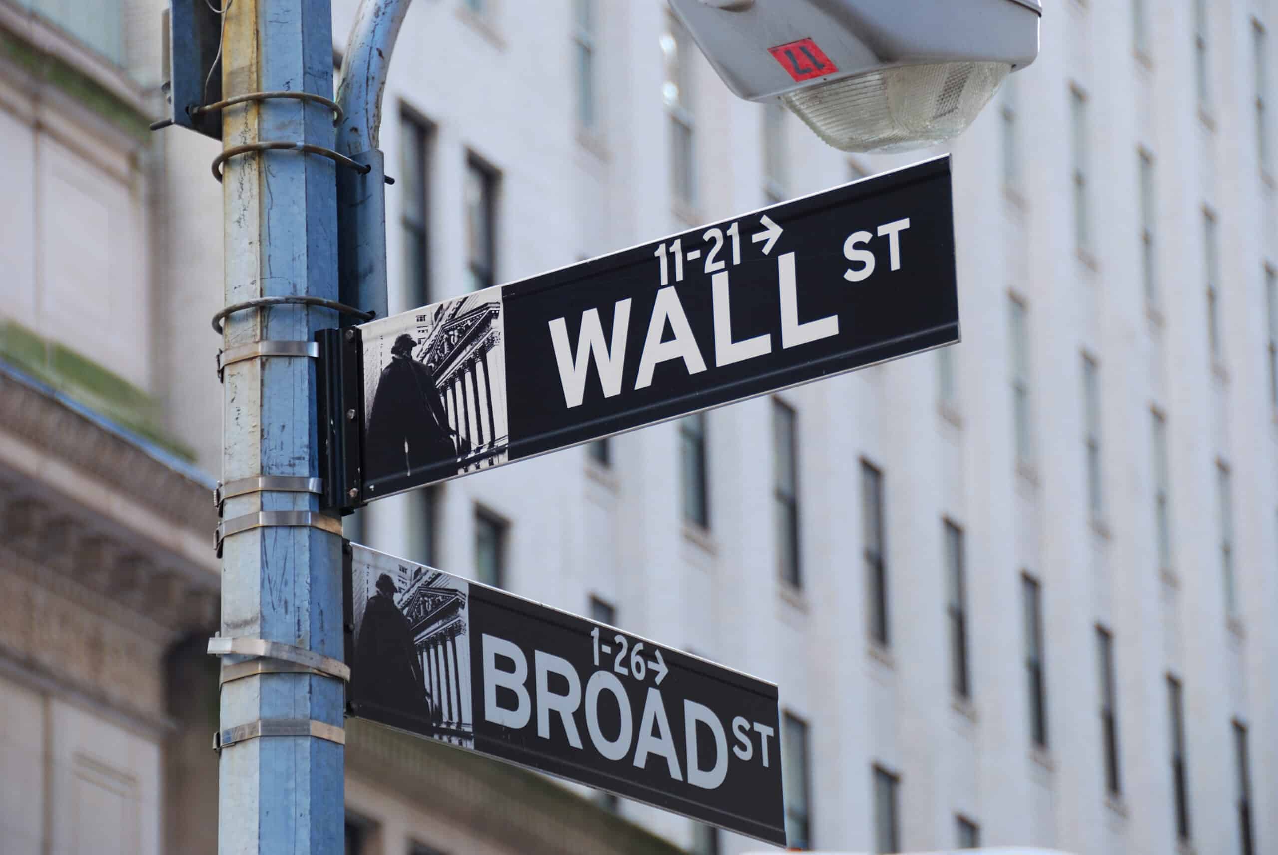 Wall street street sign in New York city