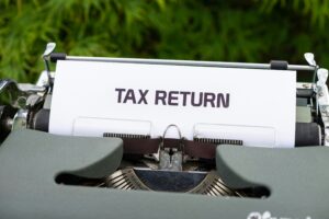 Tax return on a type writer