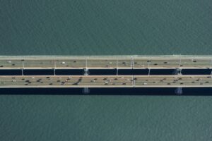 Cars driving on the bay bridge