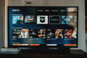 TV screen with ESPN+ home screen