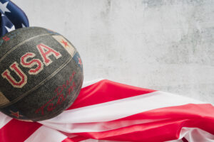 Team USA basketball with American flag