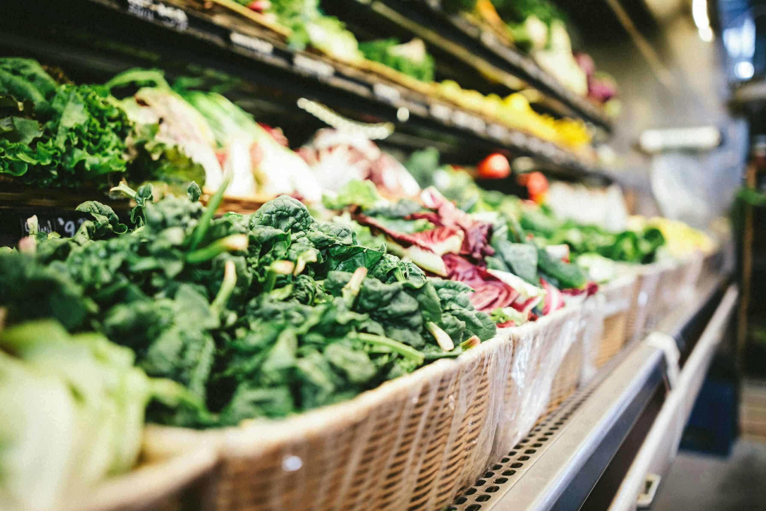 Produce shelves at a grocery store